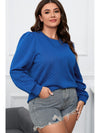 Plus Size Textured Round Neck Long Sleeve Top