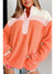 Orange Colorblock Zipper Stand Neck Sherpa Sweatshirt