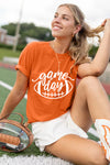 Orange game day Football Print Womens T Shirt