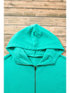 Smoke Green Half Zipper Kangaroo Pockets Drop Shoulder Hoodie