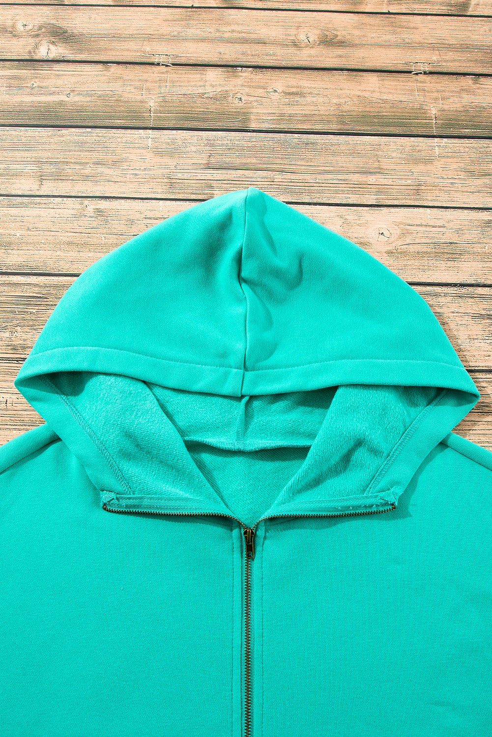 Smoke Green Half Zipper Kangaroo Pockets Drop Shoulder Hoodie