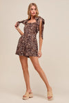 SO ME Leopard Flowy Woven Romper With Tie Straps