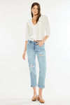 Kancan Mid Rise Distressed Boyfriend Fit Jeans