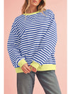 Green Stripe Contrast Edge Oversized Sweatshirt