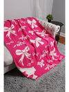 Rose Red 127*152cm Bow Printed Cozy Soft Throw Blanket