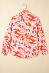 Orange Botanical Print Chest Pocket Button Up Shirt
