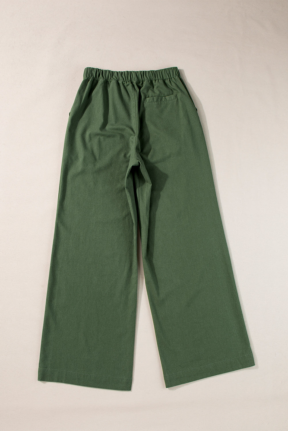 Fern Green Elastic Waist Plain Wide Leg Pants