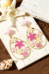 Rose Red Braided Flower Waterdrop Earrings