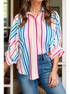 Contrast Stripes Collared Neck Button Up Shirt