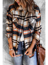 Brown Plaid Button Up Long Sleeve Flannel Shacket