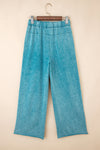 Lapis Mineral Wash Knot High Waist Raw Hem Pants