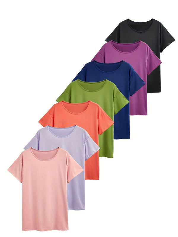 7-Pack Womens Ultra-Soft Solid Color Casual T-shirts
