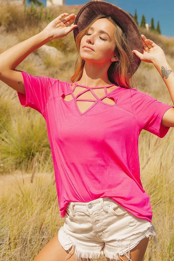 BiBi Silky Knit Top with Front Details