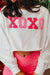 White XOXO Chenille Letter Graphic Valentine Pullover Sweatshirt