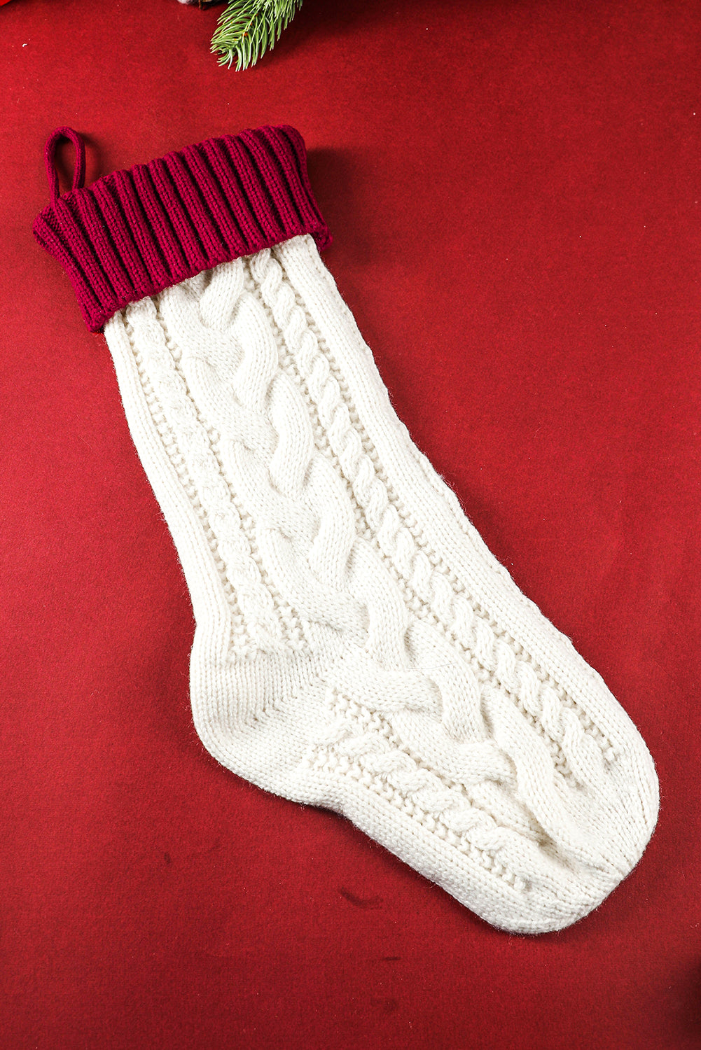 White Cable Knitted Christmas Stocking