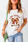 White GIVE THANKS Bowknot Thanksgiving Graphic Tee