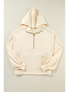 Smoke Green Half Zipper Kangaroo Pockets Drop Shoulder Hoodie