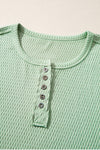 Meadow Mist Green Textured Colorblock Sleeve Henley Sweatshirt