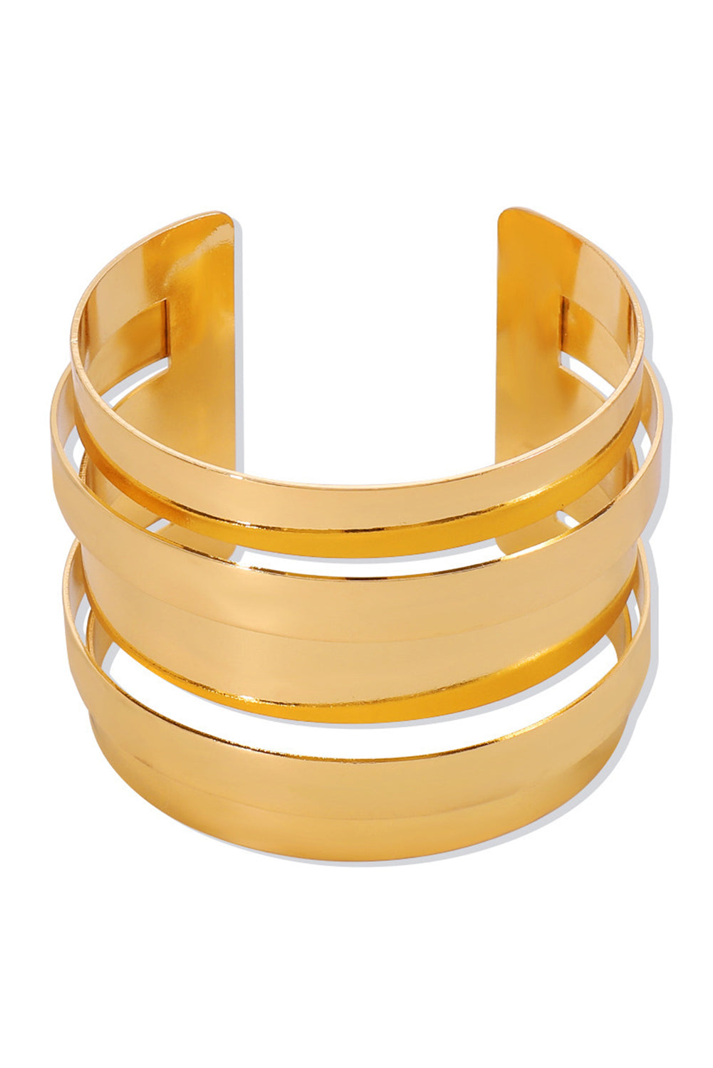 Gold Minimalist Multi Layered Open Cuff Alloy Bangle