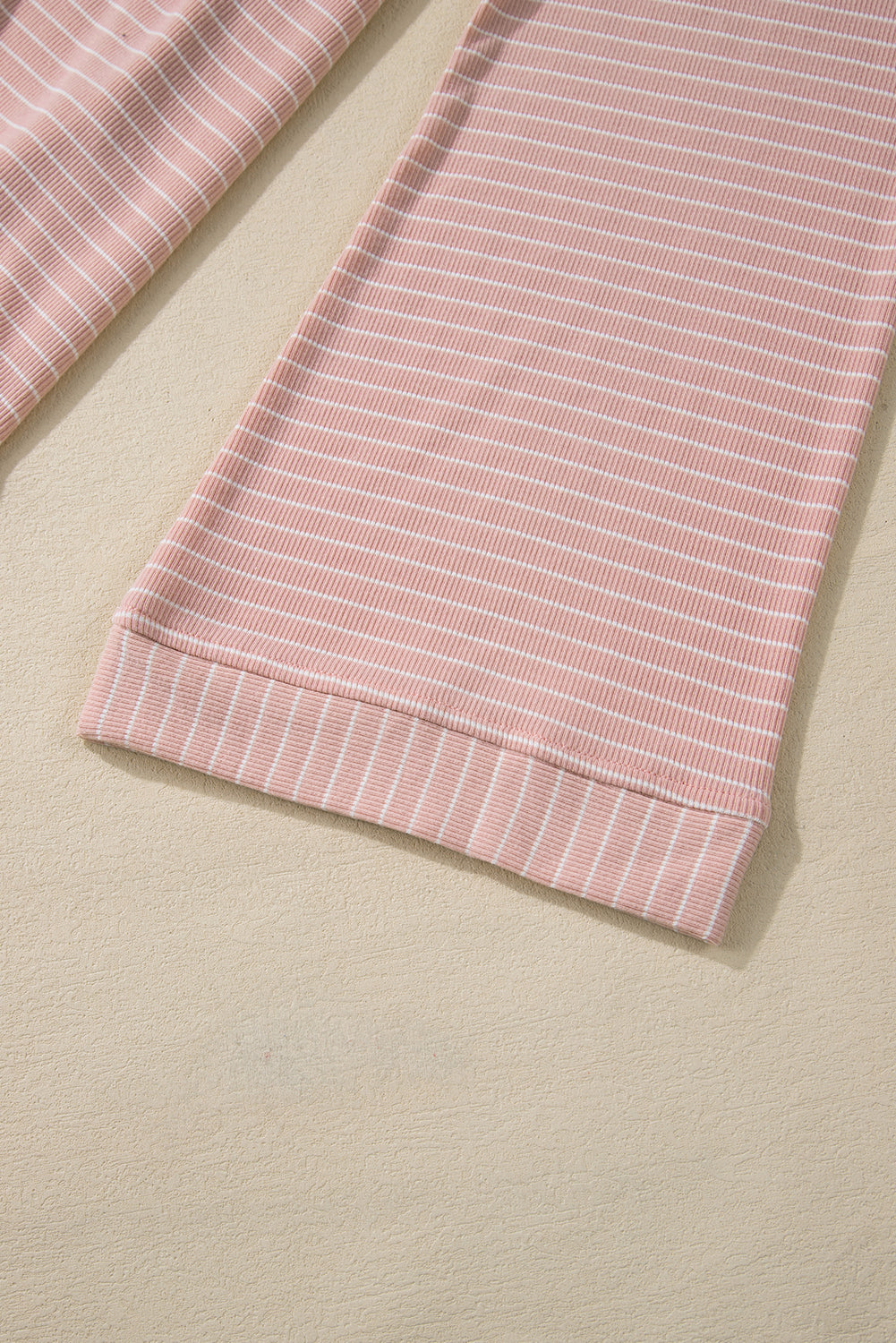 Pink Stripe Cowl Neck Side Slits Loose Fit Long Sleeve Top