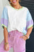 White Colorblock Patchwork Oversized T Shirt