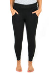 Black Pleated Casual Pocket High Waisted Leggings