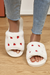 White Valentines Heart Pattern Open Toe Soft Fluffy Slippers