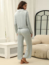 Collared Neck Long Sleeve Top and Pants Lounge Set