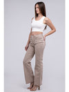 Acid Washed Frayed Cutoff Hem Straight Wide Pants