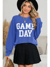 Bluing Corded GAME DAY Graphic Long Sleeve Top