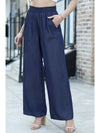 Black Side Pockets Frilled Smocked High Waist Wide Leg Jeans