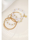 White 4pcs Daisy Pearl Beaded Chain Bracelet Set