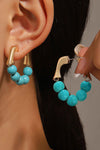 Gold Vintage Turquoise Beaded Hoop Earrings