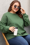 Apricot Loose Patchwork Crewneck Plus Size Sweatshirt