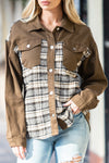 Sky Blue Plaid Patchwork Pockets Denim Jacket