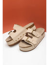 Beige Suede Buckle Decor Corky Platform Slides Shoes