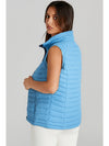 Sky Blue Plush Collared Quilted Zipped Puffer Vest