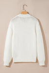 White Embroidered Bow Boots Graphic Drop Shoulder Sweater