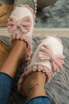 Fushia Bow Plush Winter Slipper