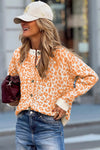 Orange Leopard Drop Shoulder Knitted Cardigan