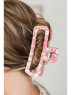 Pink Floral Printed Hollow Out Hair Claw