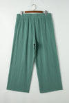 Smoke Green Plus Size Textured Frayed Edge Wide Leg Pants