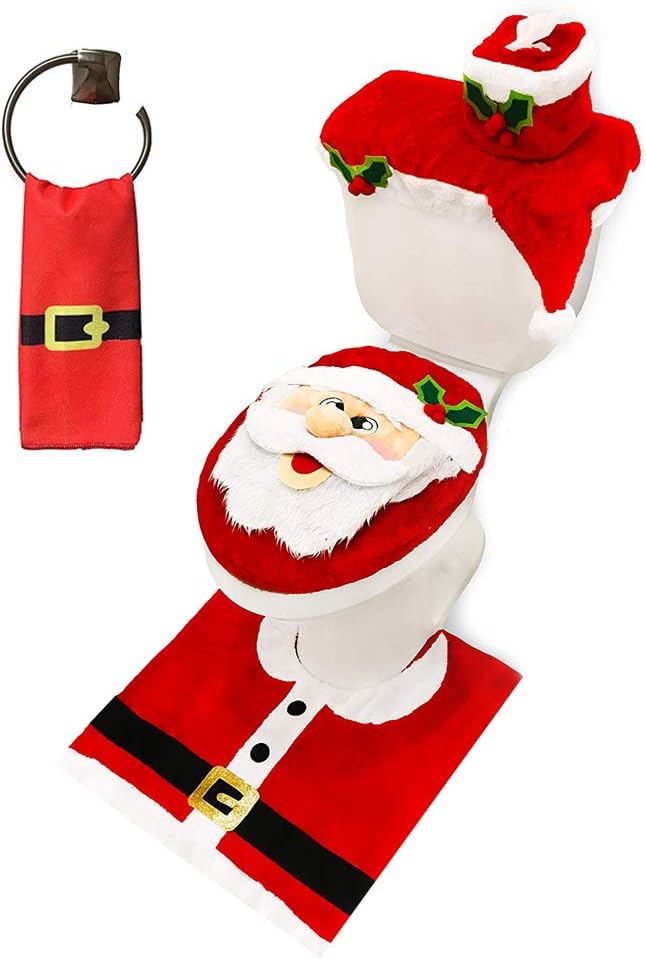 5 Pieces Christmas Theme Bathroom Decoration