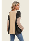 Double Take Texture Contrast Round Neck Long Sleeve T-Shirt