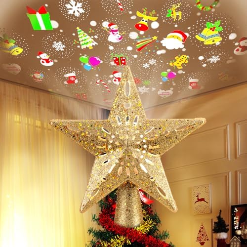 Christmas Star Tree Topper with Built-in Led