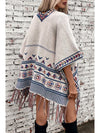 Beige Casual Loose Jacquard Cape Poncho Jacket