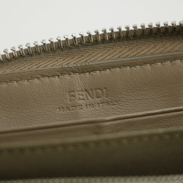 Fendi Grey Leather Zip Around Long Wallet