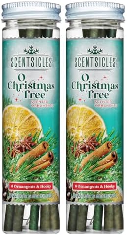 Scentsicles White Winter Fir Scented Christmas Tree Ornaments - 2 Bottles (12 Sticks Total)