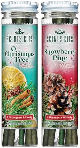 Scentsicles White Winter Fir Scented Christmas Tree Ornaments - 2 Bottles (12 Sticks Total)
