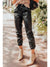 Black Faux Leather Smocked Waist Drawstring Cropped Pants